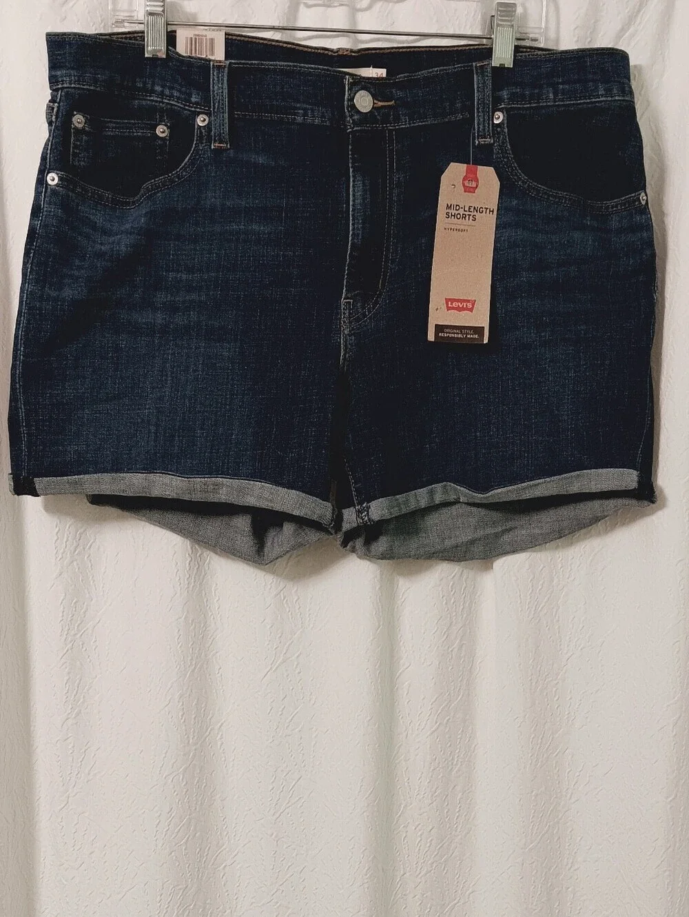 Levis Dark Wash Denim Roll-Cuff Women's Shorts Size 18